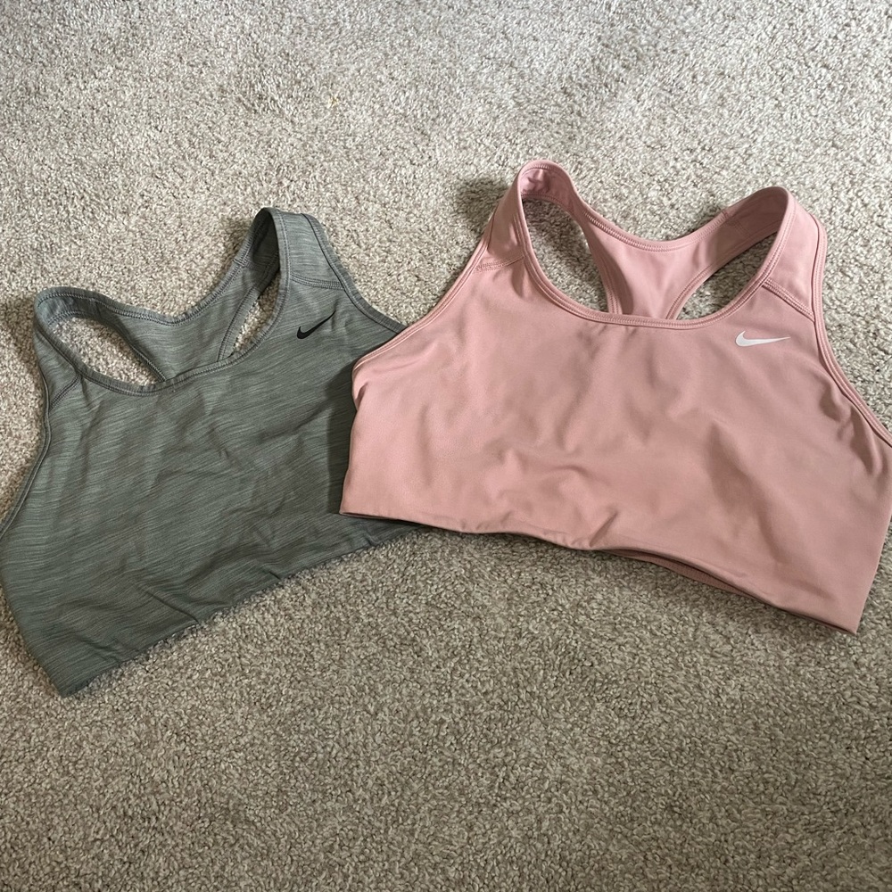 Set of two Nike sports bras gray and light pink - Dri Fit size Large